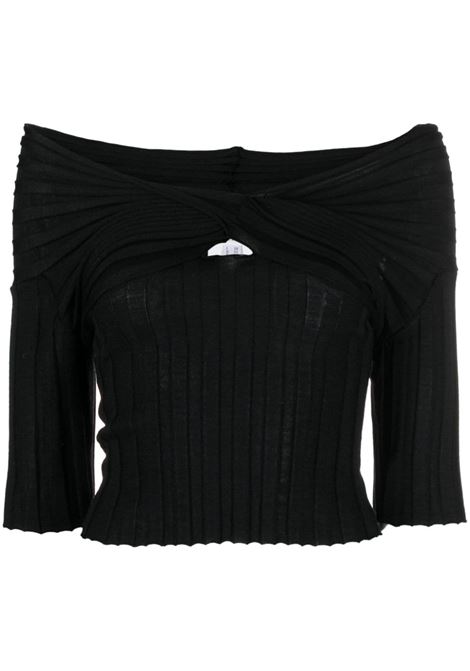 Top a coste con spalle scoperte in nero - donna